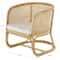 25" x 29" x 28" Light Brown Rattan Woven Rounded Accent Chair with White Fabric Cushion